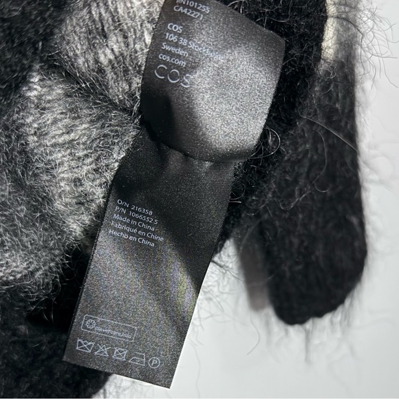 COS Mohair Wool Oversized Plaid Sweater XS V-Neck Slouchy Drop Shoulder Academia - Picture 12 of 16